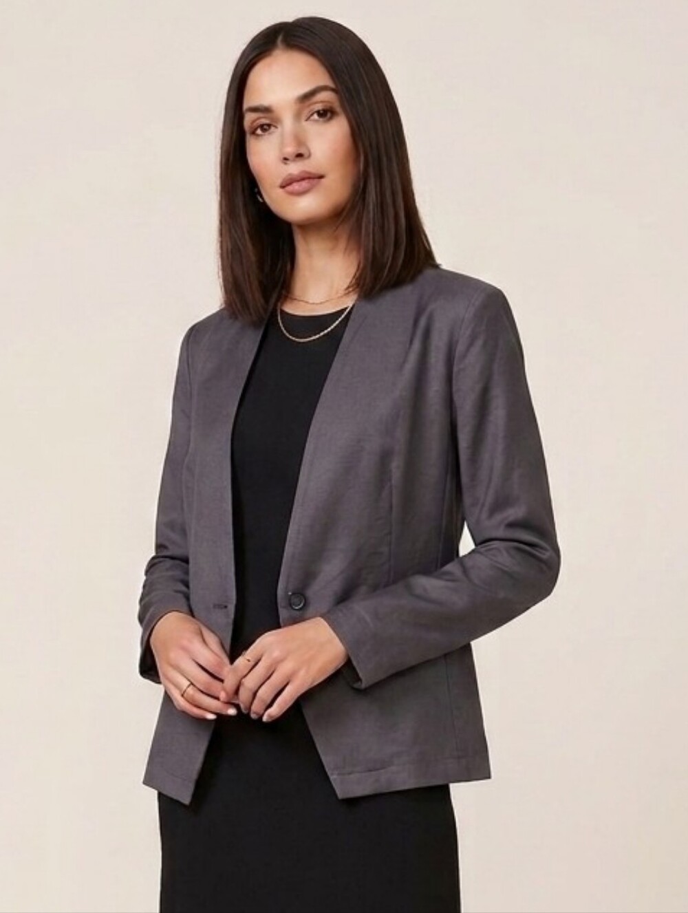 NWT Amour Vert Linen Meredith Femme Fête Blazer Pewter Gray Small